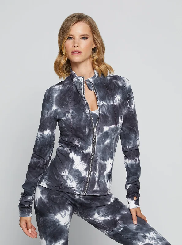 Grey Tie Dye Eudora Active Jacket Simple Hoodies for Women