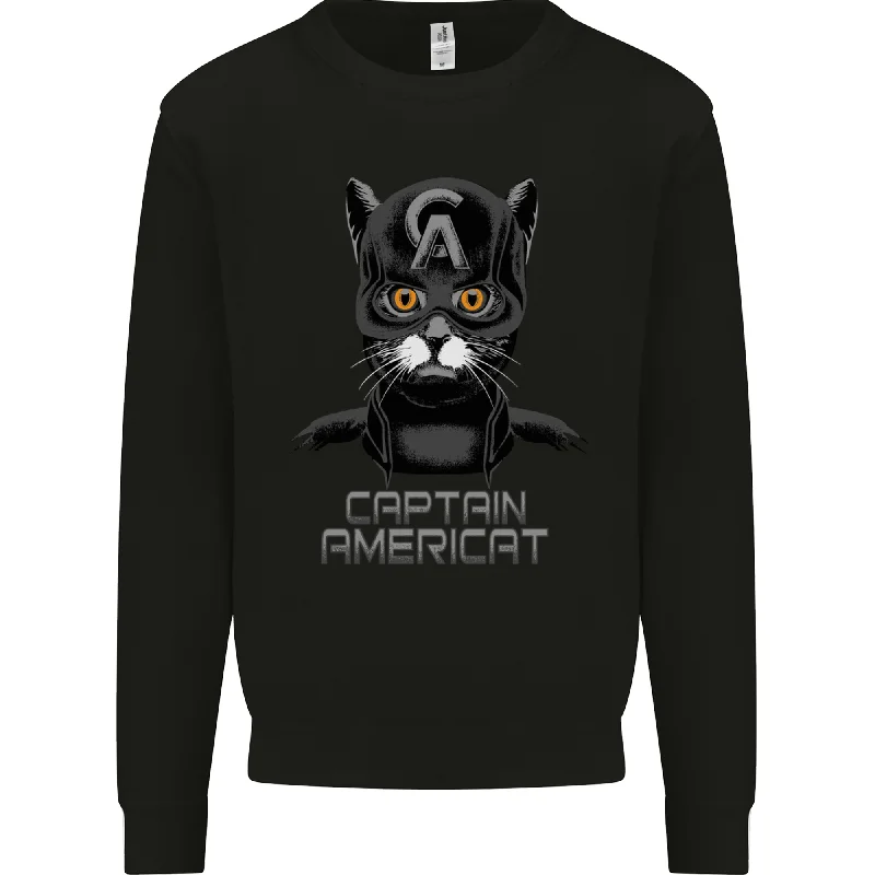 Captain Americat Funny Superhero Cat Mens Sweatshirt Jumper