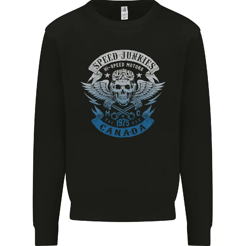 Canada Speed Junkies Biker Motorcycle Mens Sweatshirt Jumper