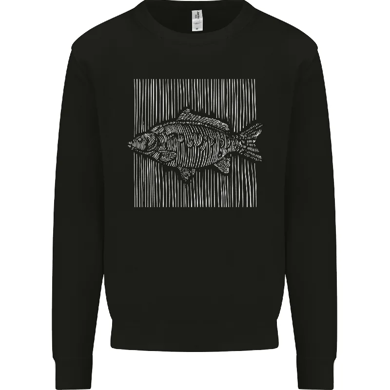 Carp Lines Fishing Fisherman Fish Angling Mens Sweatshirt Jumper