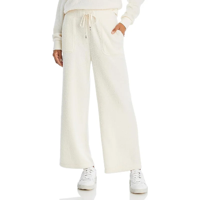 Aqua Womens Fuzzy Flare Sweatpants Fleece Hoodies & Sweatshirts