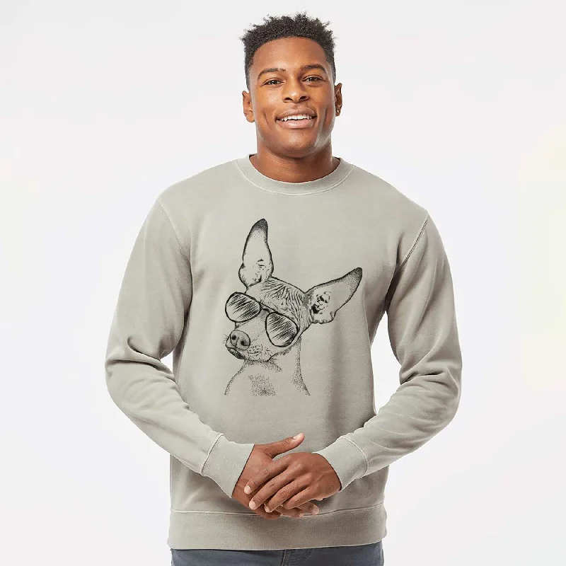 Aviator Kahlo the Xoloitzcuintli - Unisex Pigment Dyed Crew Sweatshirt