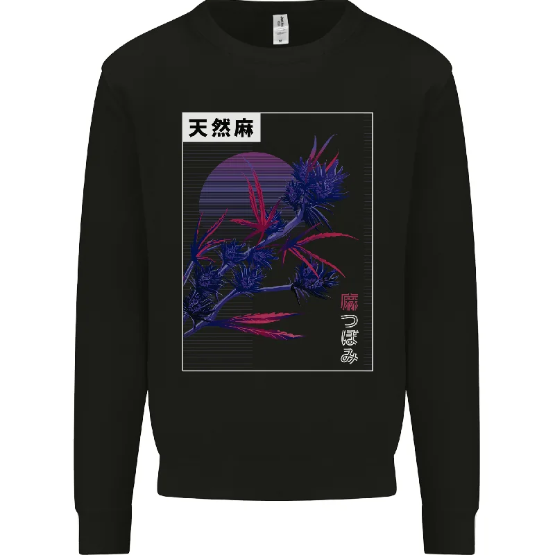 Cannabis Vaporwave Marijuana Weed Mens Sweatshirt Jumper