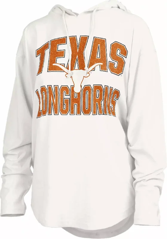 Texas Longhorns "maxima Glitter" Light Weight Hooded Top In White