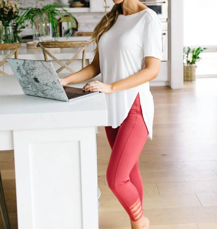 Split Hem Athleisure Top In White