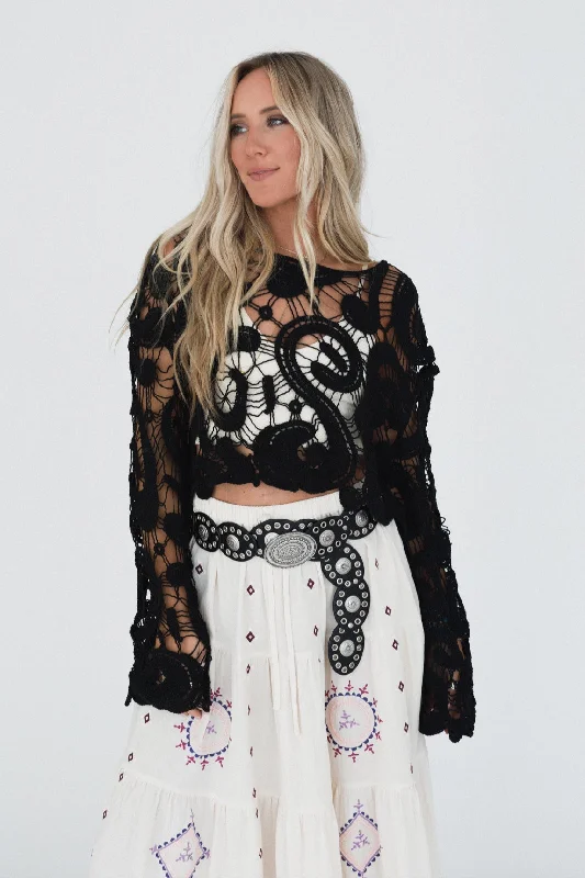Juliet Crochet Top - Black