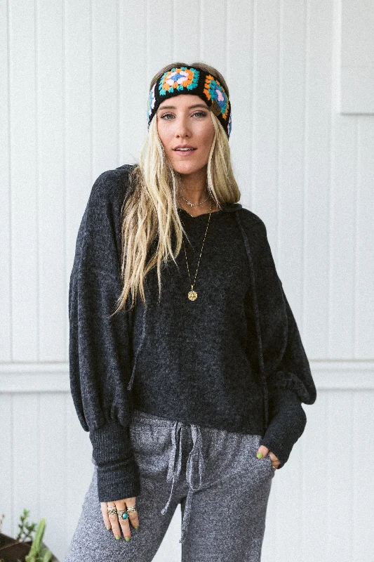 Jetset Dreams Hoodie Top - Black