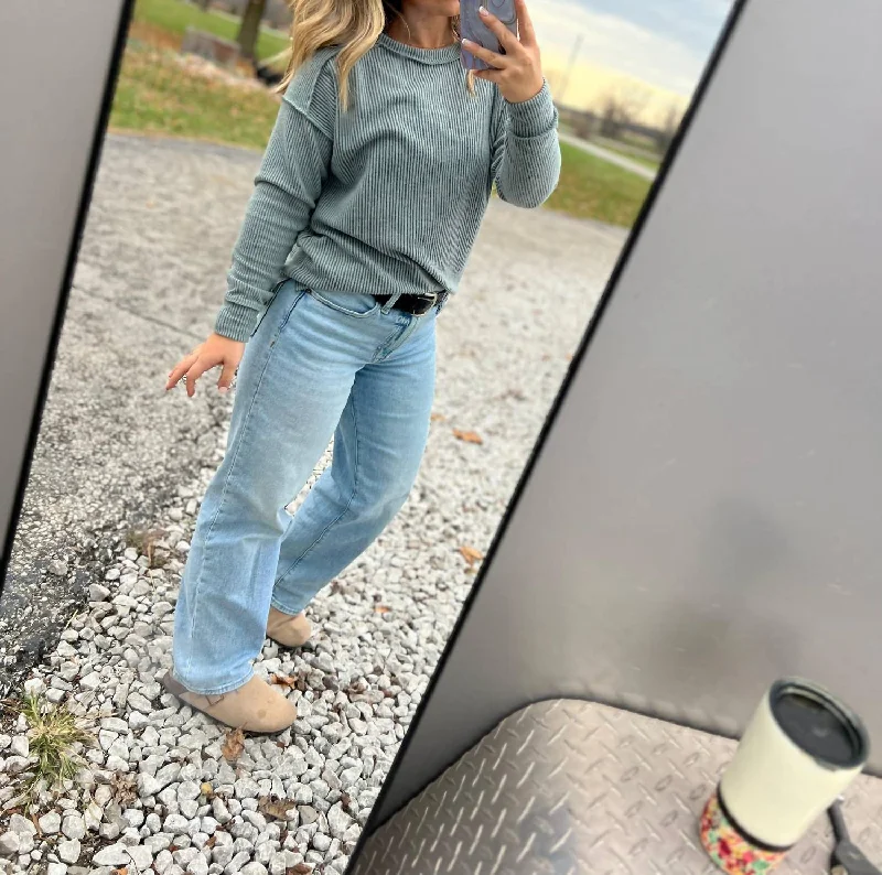 Ribbed Pullover In Vintage Olive