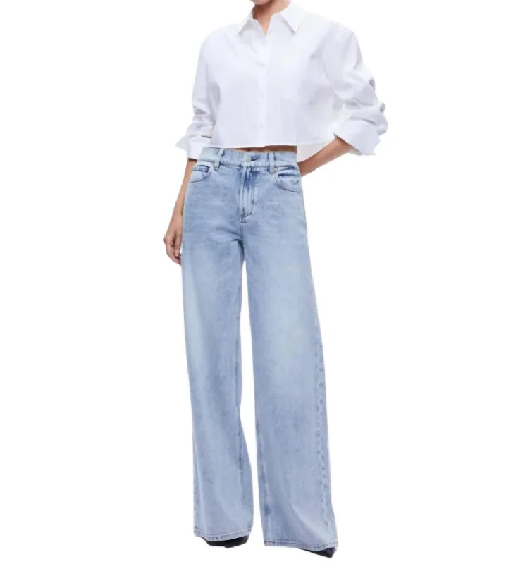 Oversized Cropped Button Down Top In Off White