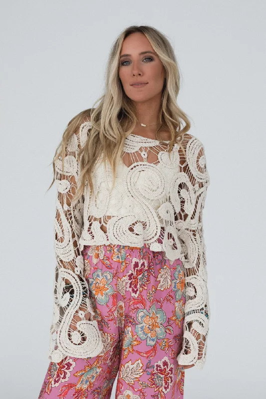 Juliet Crochet Top - Beige