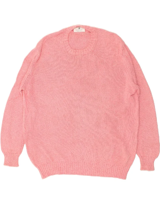 BALLANTYNE Womens Crew Neck Jumper Sweater IT 50 XL Pink Cotton Chunky knit sweaters
