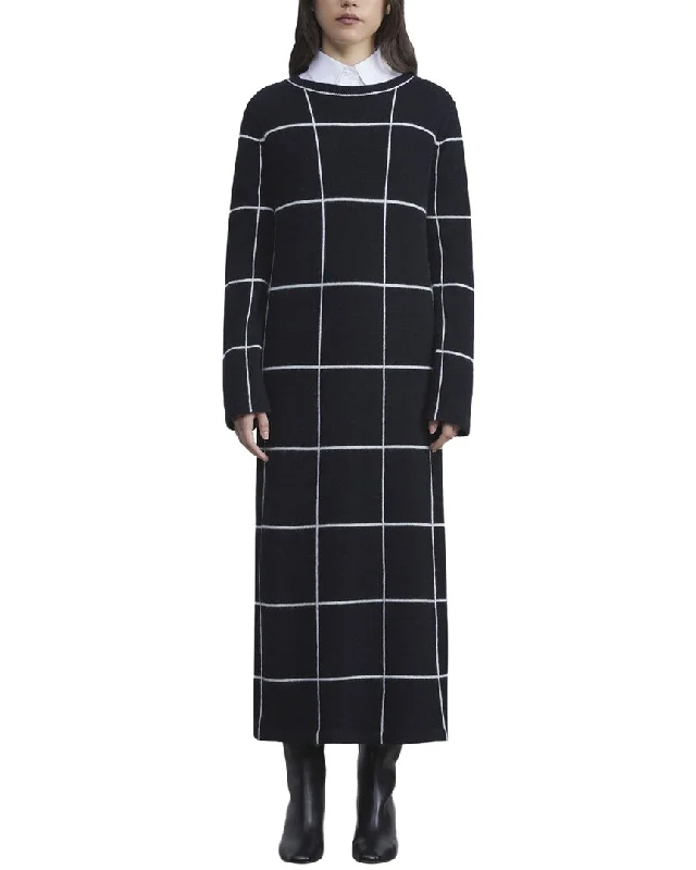 Lafayette 148 New York Tile Grid Intarsia Knit Cashmere Dress Classic sweaters