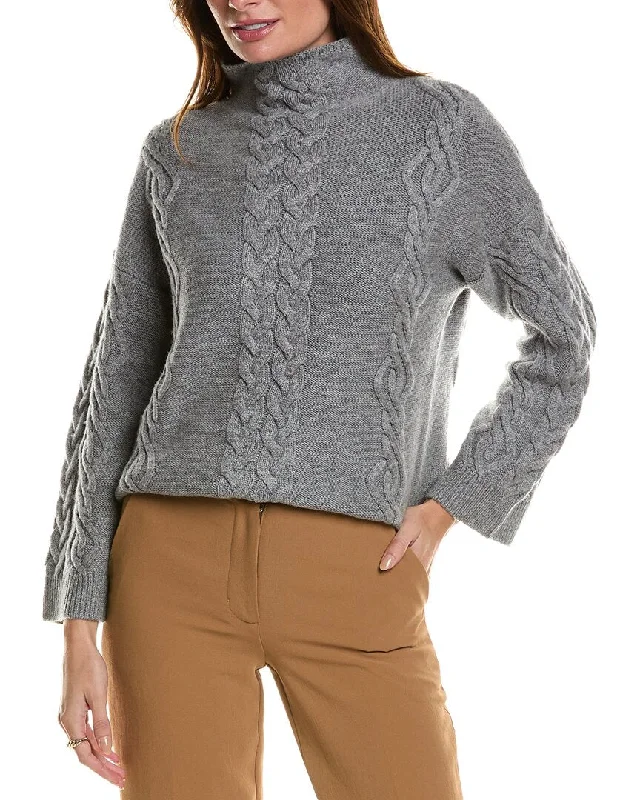 Forte Cashmere Placed Cable Funnel Neck Wool & Cashmere-Blend Sweater Thanksgiving sweaters Forte Cashmere Placed Cable Funnel Neck Wool & Cashmere-Blend Sweater Thanksgiving sweaters