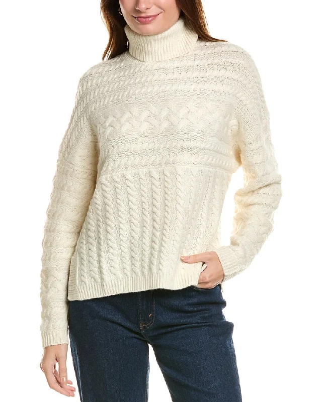 Forte Cashmere Luxe Cable Turtleneck Wool & Cashmere-Blend Sweater Women's sweaters