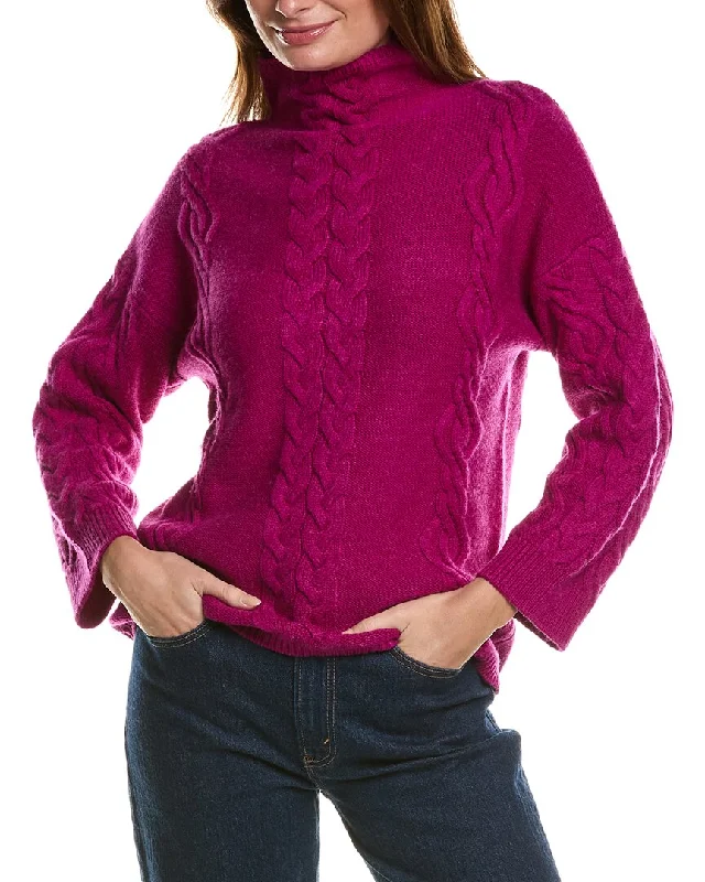 Forte Cashmere Placed Cable Funnel Neck Wool & Cashmere-Blend Sweater Weekend sweaters Forte Cashmere Placed Cable Funnel Neck Wool & Cashmere-Blend Sweater Weekend sweaters