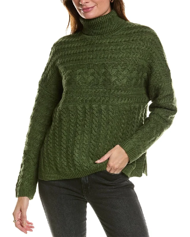 Forte Cashmere Luxe Cable Turtleneck Wool & Cashmere-Blend Sweater Work sweaters