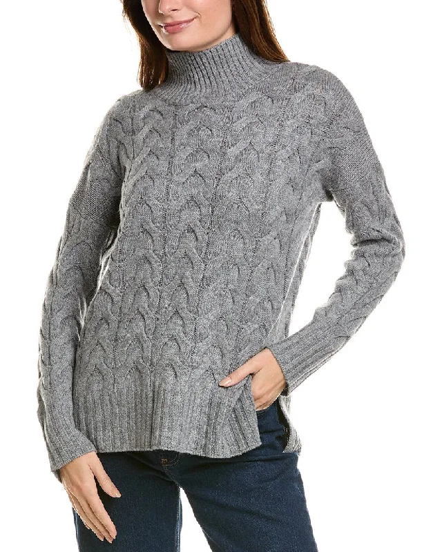 Forte Cashmere Luxe Cable Funnel Neck Wool & Cashmere-Blend Tunic Casual sweaters