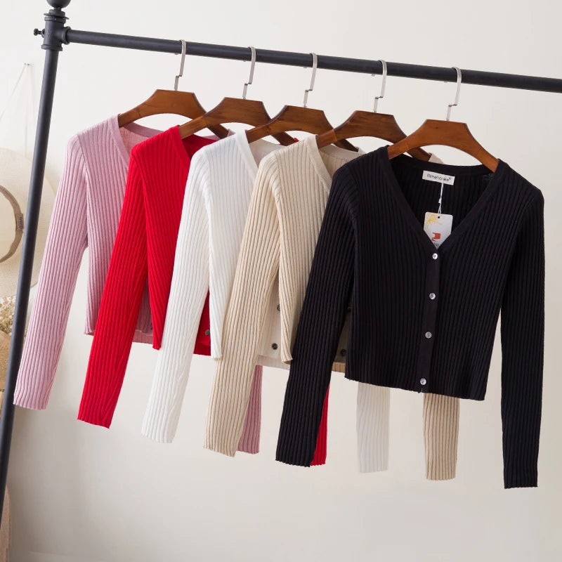 Cardigan Female Black Cropped Korean Style Knitted Sweater Long Sleeve Top Sweaters Knit Ladies Women's Coat Spring 2024 Blouses Fleece sweaters Cardigan Female Black Cropped Korean Style Knitted Sweater Long Sleeve Top Sweaters Knit Ladies Women's Coat Spring 2024 Blouses Fleece sweaters