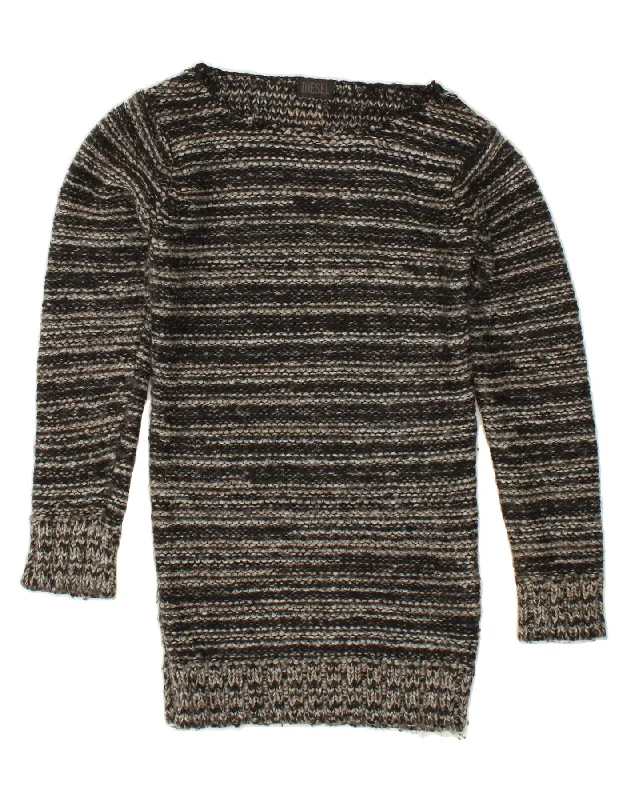 DIESEL Womens Longline Boat Neck Jumper Sweater UK 12 Medium Grey Striped Kids' sweaters DIESEL Womens Longline Boat Neck Jumper Sweater UK 12 Medium Grey Striped Kids' sweaters