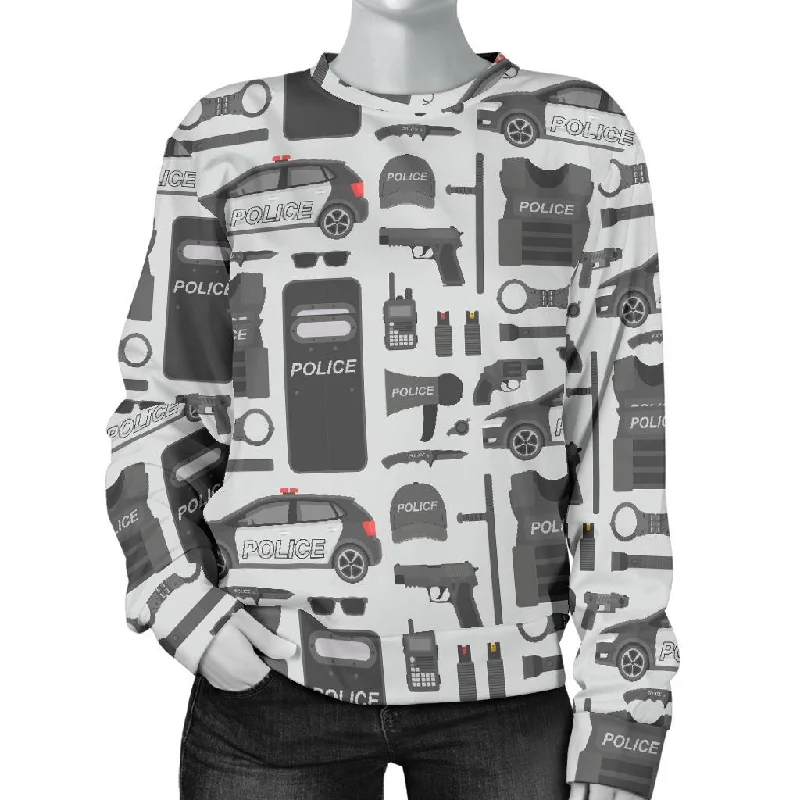 Police Print Pattern Women's Sweatshirt Men's wool sweaters discount