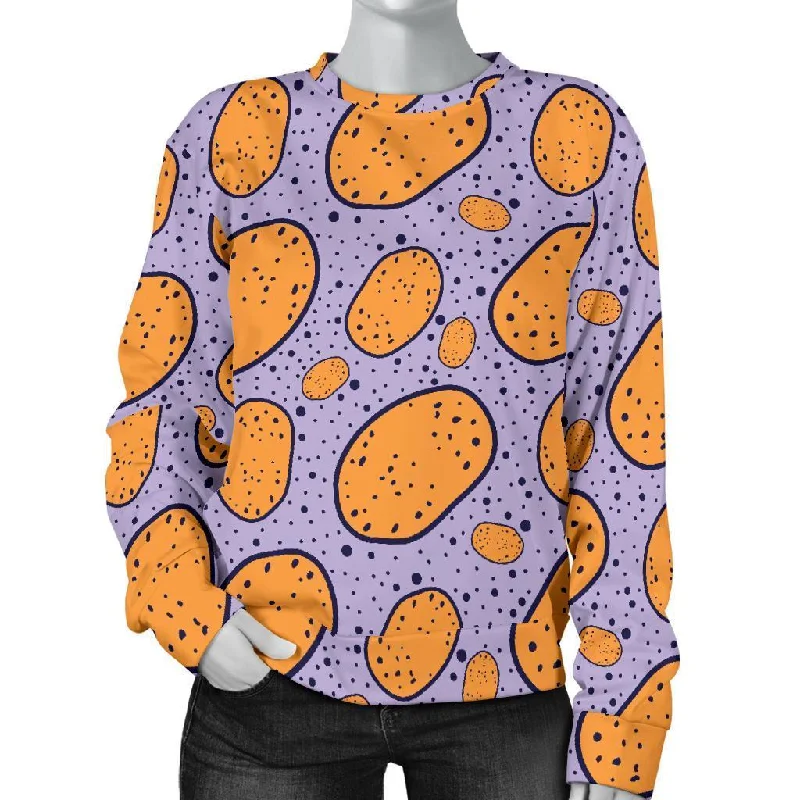 Potato Print Pattern Women's Sweatshirt Zip-up sweaters