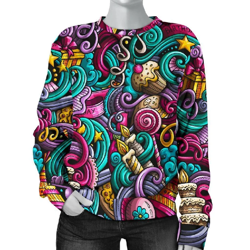 Print Pattern Birthday Women's Sweatshirt Expensive sweaters