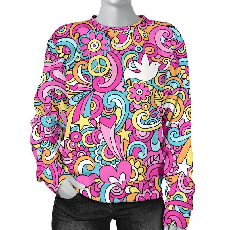 Psychedelic Pattern Print Women's Sweatshirt Cardigan sweaters