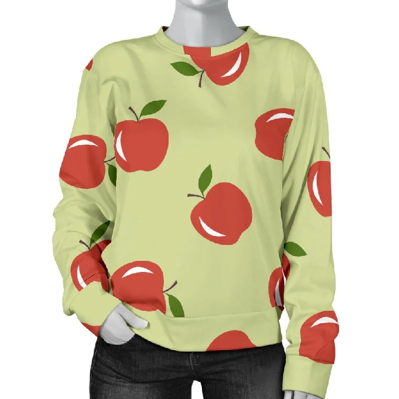 Red Apple Print Pattern Women's Sweatshirt Softest cashmere sweaters