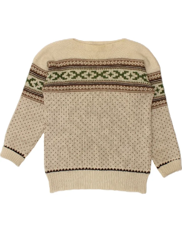 VINTAGE Womens Boat Neck Jumper Sweater UK 16 Large Beige Fair Isle Lightweight sweaters for spring VINTAGE Womens Boat Neck Jumper Sweater UK 16 Large Beige Fair Isle Lightweight sweaters for spring