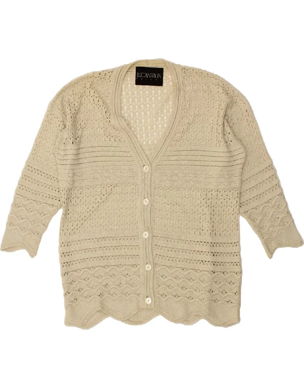 VINTAGE Womens Cardigan Sweater UK 16 Large Beige Cotton Thanksgiving sweaters
