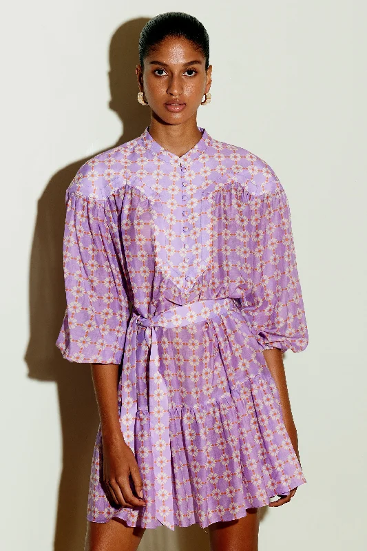 Alisya Mini Silk Cotton Dress | Lilac Cocktail mini dresses