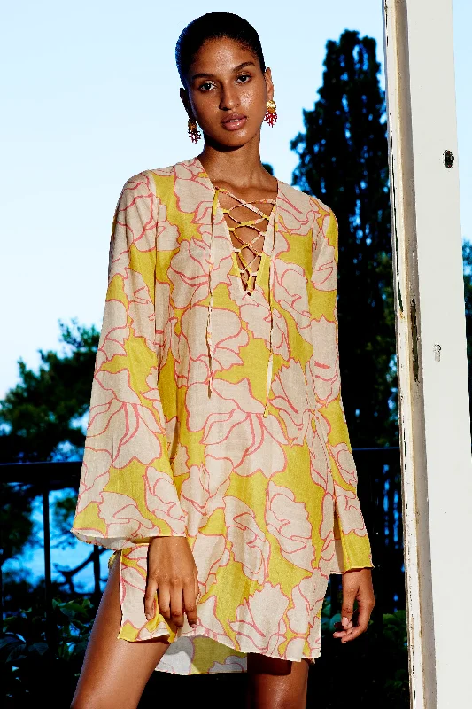 Brandy Mini Silk Cotton Dress | Light Yellow PrettyLittleThing mini dresses