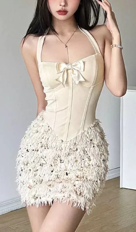 HALTERNECK STRAPPY SEQUIN MINI DRESS Casual mini dresses