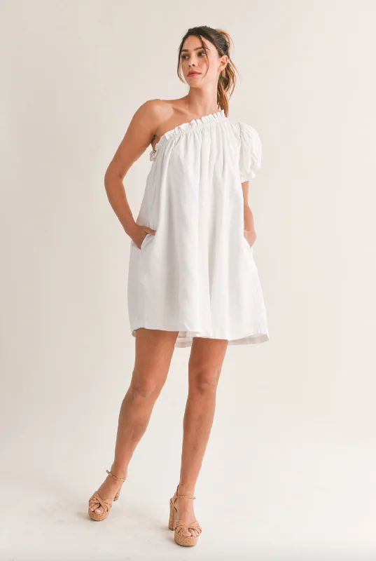 Linen One Shoulder Mini Dress Bodycon mini dresses