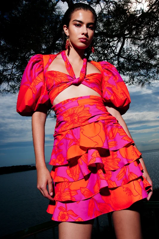 Rosaline Mini Dress | Fuschia & Orange Festival mini dresses