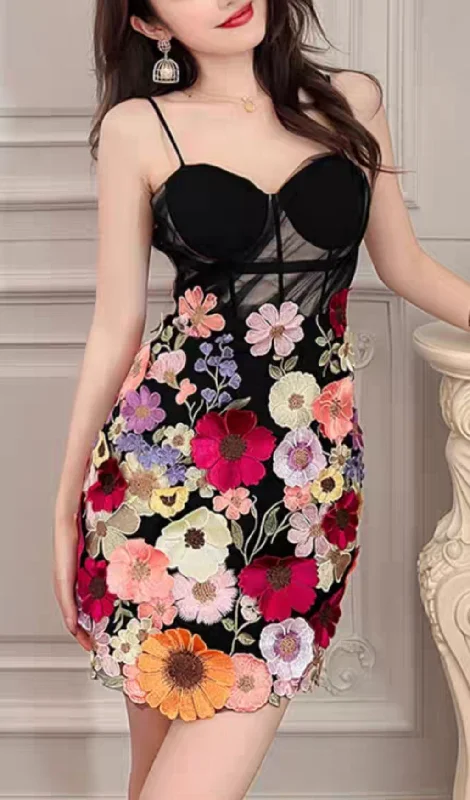 SEXY FLORAL SUSPENDER MINI DRESS Elegant mini dresses