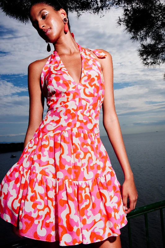 Valentina Mini Silk Dress  | Pink & Orange Hot new arrivals in mini dresses