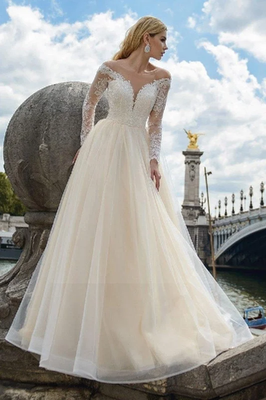 Boho wedding dress ivory Satin Wedding Dress