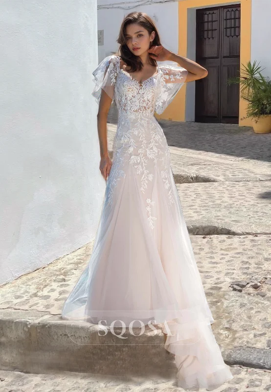 Spaghetti Straps V-Neck Fitted Bride Gowns Sleeveless Cutout Wedding Dress with Applique Short Wedding Gown Spaghetti Straps V-Neck Fitted Bride Gowns Sleeveless Cutout Wedding Dress with Applique Short Wedding Gown