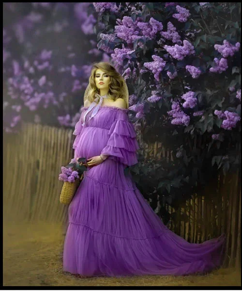 G2018, Royal Purple Frilled Long Trail Gown (All Sizes)pp Mermaid Style Gown