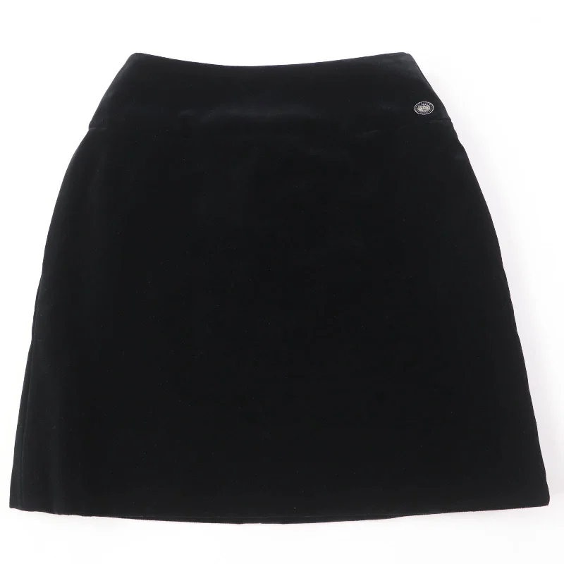 Chanel Cotton Silk COCO Mark Velour Skirt Black Color block unclassified skirts