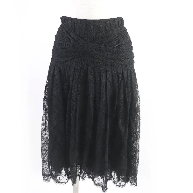 Chanel Floral Lace Skirt Black 40 Asymmetrical unclassified skirts