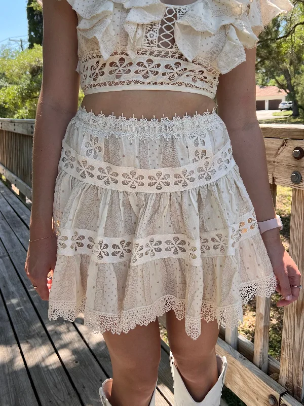 CYRUS FLORAL SKIRT IN CREAM Elegant evening unclassified skirts