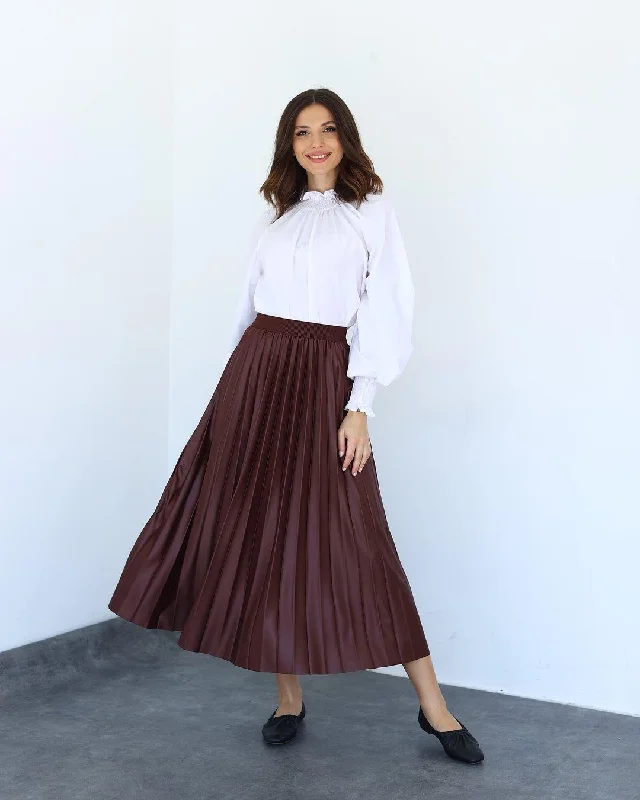 PLEAT LAD FAS SKIRT DARK BROWN 4203-04 HE Bold pattern unclassified skirts