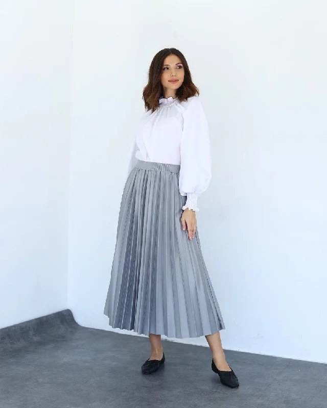 PLEAT LAD FAS SKIRT GRAY 4203-06 HE Polka dot unclassified skirts