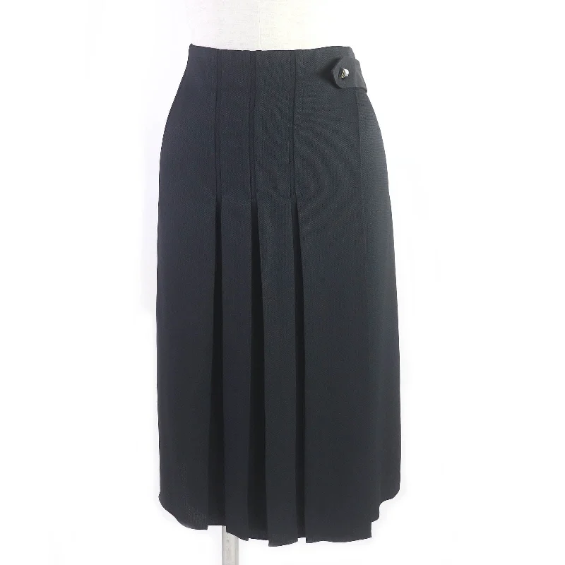 Hermes Medor Pleated Wrap Skirt Dark Navy Trendy unclassified skirts