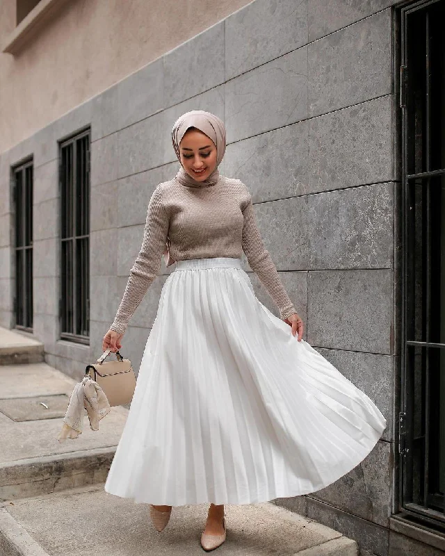 PLEAT LAD FAS SKIRT WHITE 4203-08 HE Velvet unclassified skirts
