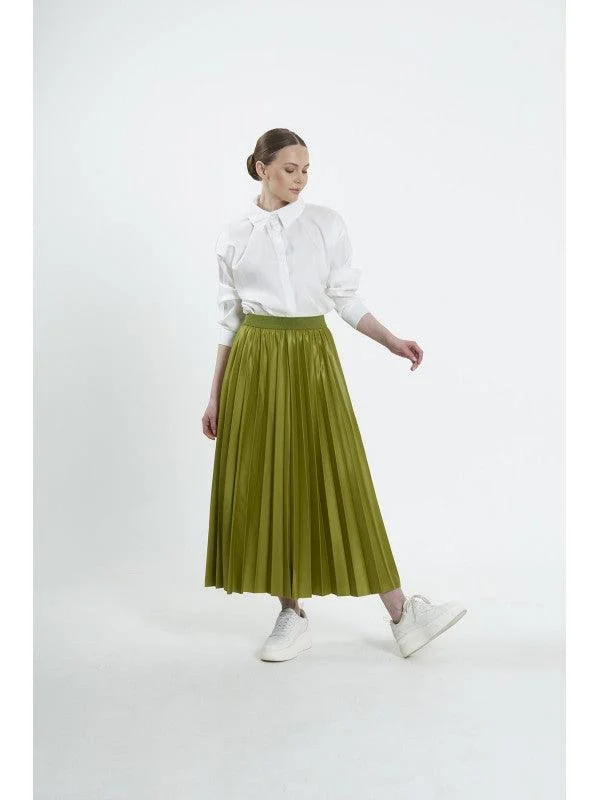 PLEAT LAD FAS SKIRT YELLOW GREEN 4203-17 HE Beaded unclassified skirts