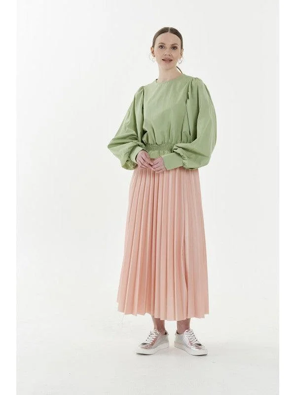 PLEAT LAD FAS SKIRT SALMON PINK 4203-12 HE Velvet unclassified skirts