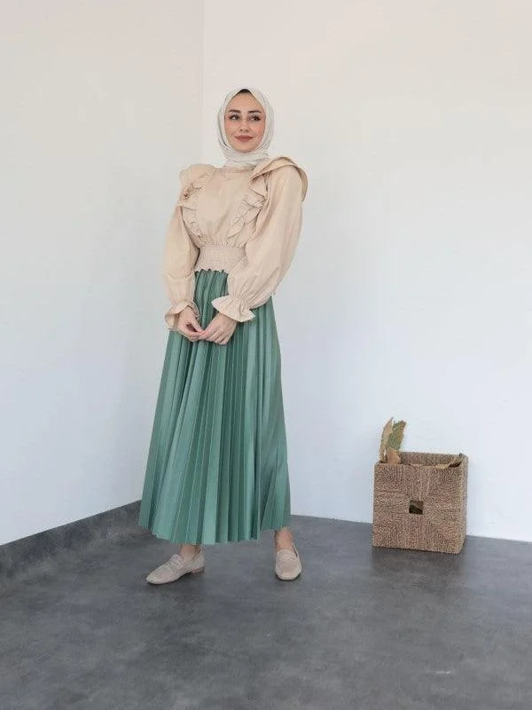 PLEAT LAD FAS SKIRT VINTAGE GREEN 4203-14 HE Satin unclassified skirts